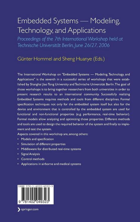 Produktbild: Embedded Systems -- Modeling, Technology, and Applications