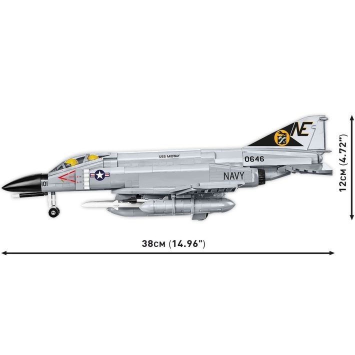 Produktbild: COBI Armed Forces 5897 - F-4 Phantom II USS Midway, &Uuml;berschall-Mehrzweckj&auml;ger, Ma&szlig;stab 1:48, Bausatz, 703 Teile