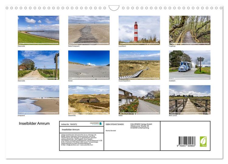 Produktbild: Inselbilder Amrum (Wandkalender 2026 DIN A3 quer), CALVENDO Monatskalender