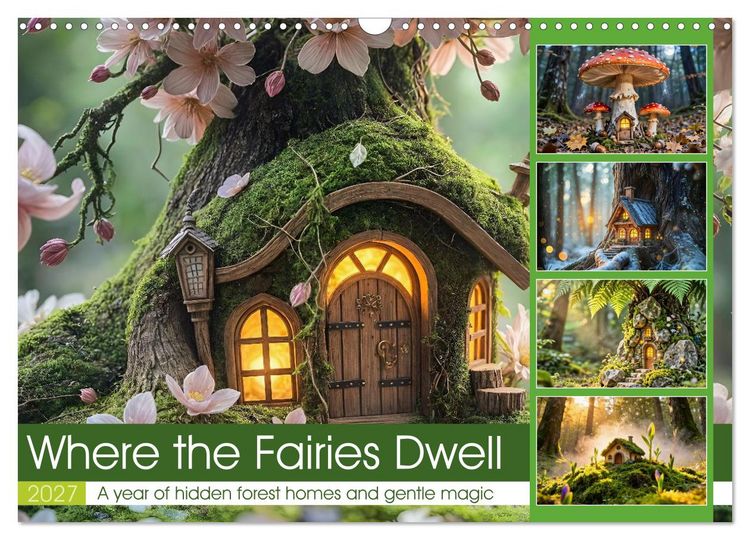 Produktbild: Where the Fairies Dwell - A year of hidden forest homes and gentle magic (Wall Calendar 2027 DIN A3 landscape), CALVENDO 12 Month Wall Calendar