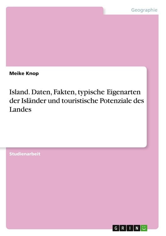 Produktbild: Island. Daten, Fakten, typische Eigenarten der Isl&auml;nder und touristische Potenziale des Landes