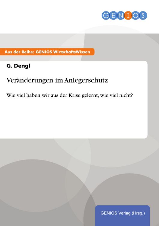 Produktbild: Ver&auml;nderungen im Anlegerschutz