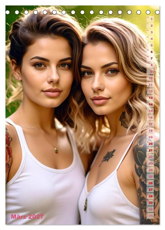 Produktbild: Tattoo Beauties Portraits (Tischkalender 2027 DIN A5 hoch), CALVENDO Monatskalender