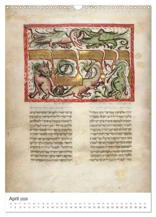 Produktbild: Hebr&auml;ische Illuminationen und Manuskripte (Wandkalender 2026 DIN A3 hoch), CALVENDO Monatskalender