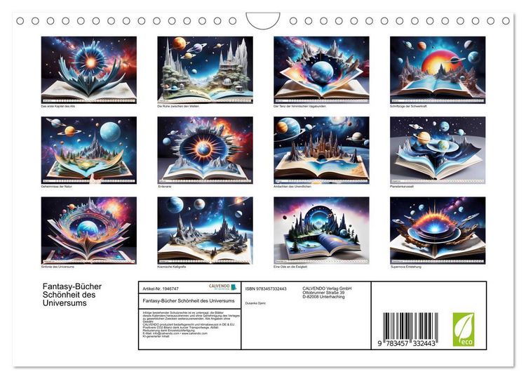 Produktbild: Fantasy-B&uuml;cher Sch&ouml;nheit des Universums (Wandkalender 2026 DIN A4 quer), CALVENDO Monatskalender