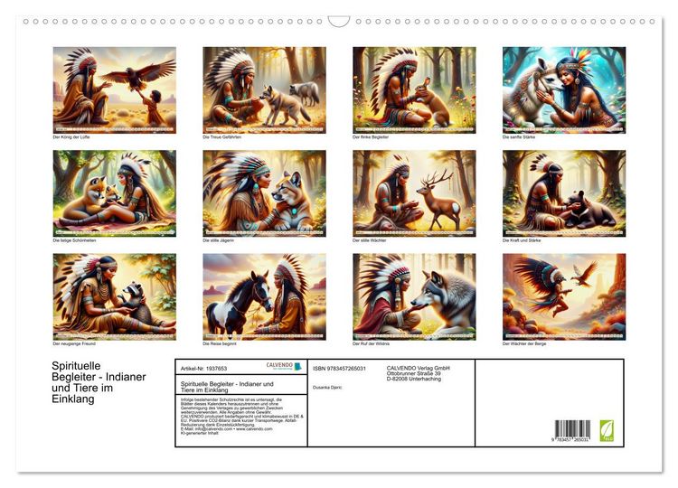 Produktbild: Spirituelle Begleiter - Indianer und Tiere im Einklang (Wandkalender 2026 DIN A2 quer), CALVENDO Monatskalender