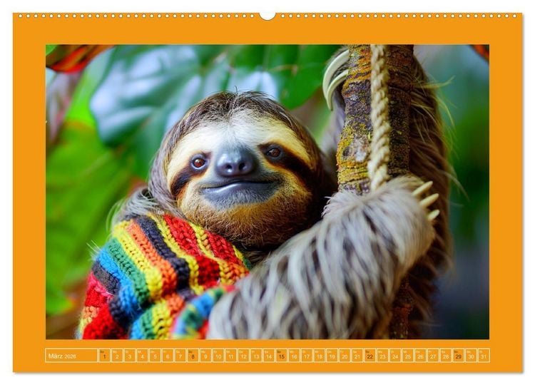 Produktbild: Supermodel Faultier. Professionelles Fotoshooting im Urwald (Wandkalender 2026 DIN A2 quer), CALVENDO Monatskalender
