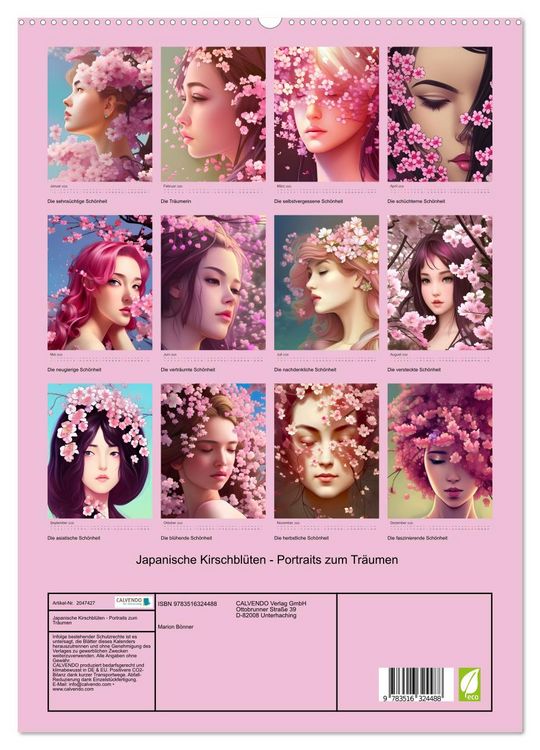 Produktbild: Japanische Kirschbl&uuml;ten - Portraits zum Tr&auml;umen (hochwertiger Premium Wandkalender 2026 DIN A2 hoch), Kunstdruck in Hochglanz