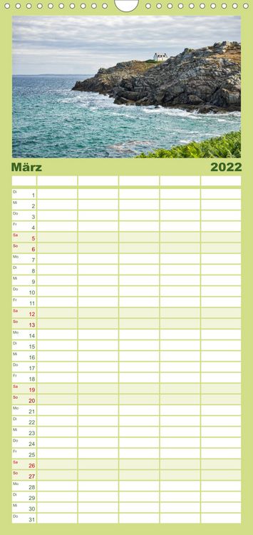 Produktbild: Familienplaner Sehnsucht Bretagne (Wandkalender 2022 , 21 cm x 45 cm, hoch)