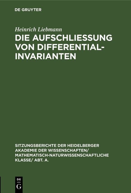 Produktbild: Die Aufschlie&szlig;ung von Differentialinvarianten