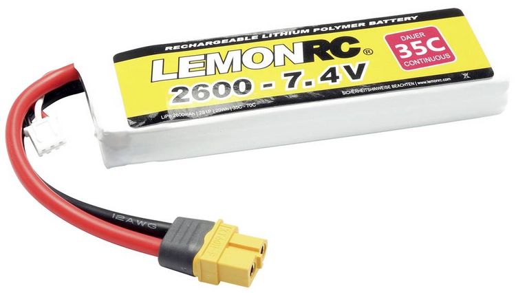 Produktbild: LemonRC Modellbau-Akkupack (LiPo) 7.4V 2600 mAh Zellen-Zahl: 2 35 C Softcase XT60