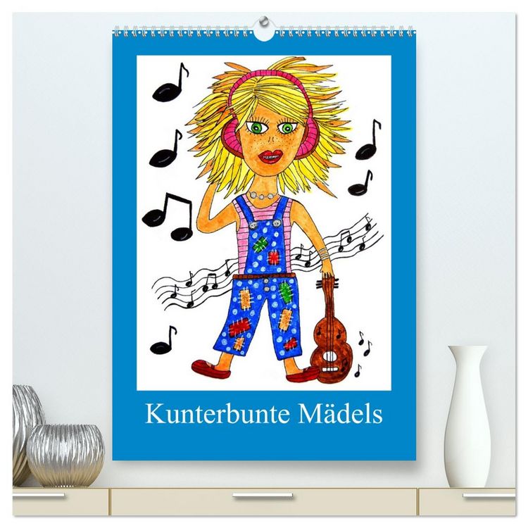 Produktbild: Kunterbunte M&auml;dels (hochwertiger Premium Wandkalender 2026 DIN A2 hoch), Kunstdruck in Hochglanz