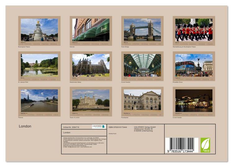 Produktbild: London (Wandkalender 2026 DIN A4 quer), CALVENDO Monatskalender