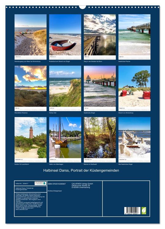 Produktbild: Halbinsel Darss, Portrait der K&uuml;stengemeinden (Wandkalender 2026 DIN A2 hoch), CALVENDO Monatskalender