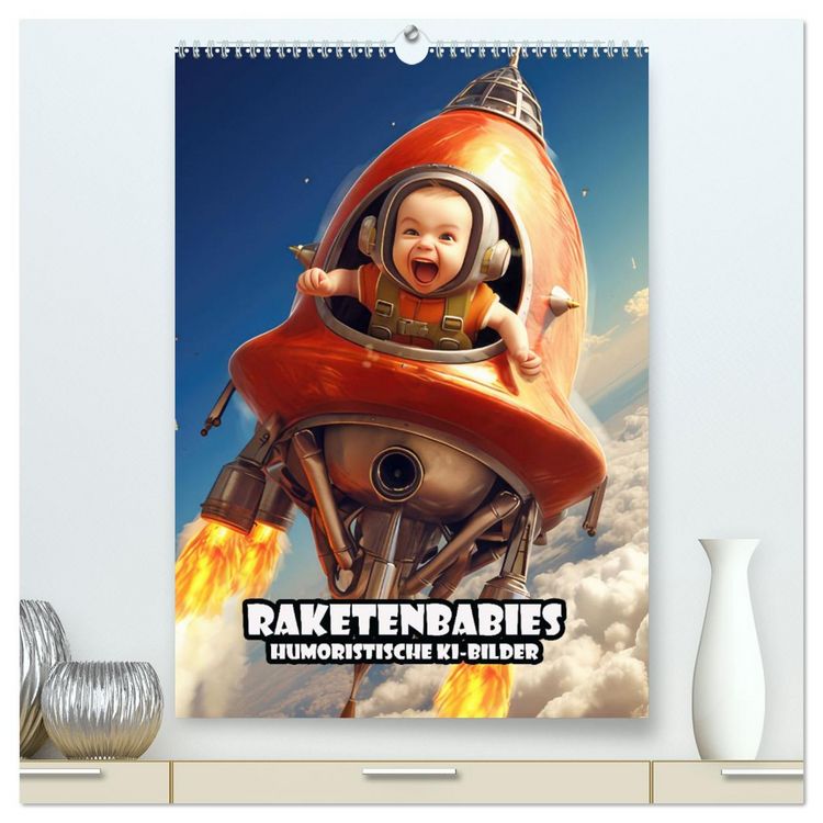 Produktbild: Raketenbabies - Humoristische KI-Bilder (hochwertiger Premium Wandkalender 2026 DIN A2 hoch), Kunstdruck in Hochglanz
