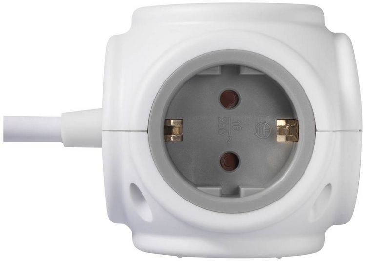 Produktbild: Sygonix SY-5827192 Steckdosenw&uuml;rfel 3fach Wei&szlig;, Grau Schutzkontakt 1St.