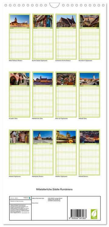 Produktbild: Familienplaner 2026 - Mittelalterliche St&auml;dte Rum&auml;niens mit 5 Spalten (Wandkalender, 21 x 45 cm) CALVENDO
