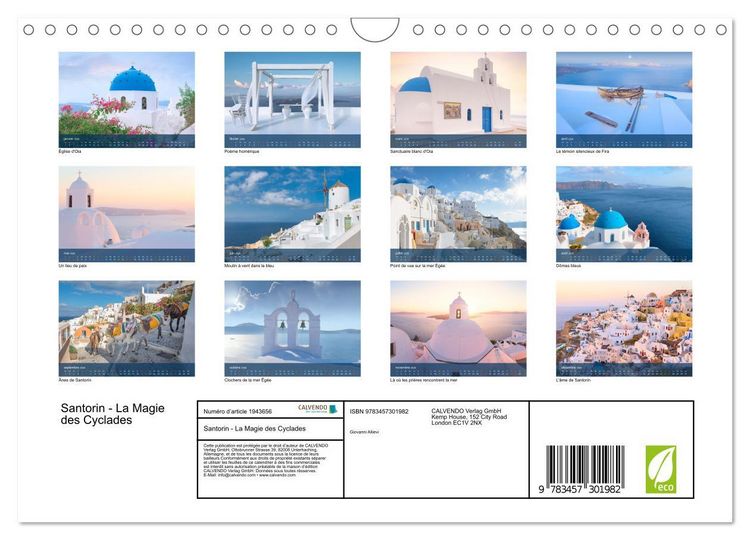 Produktbild: Santorin - La Magie des Cyclades (Calendrier mural 2026 DIN A4 vertical), CALVENDO calendrier mensuel