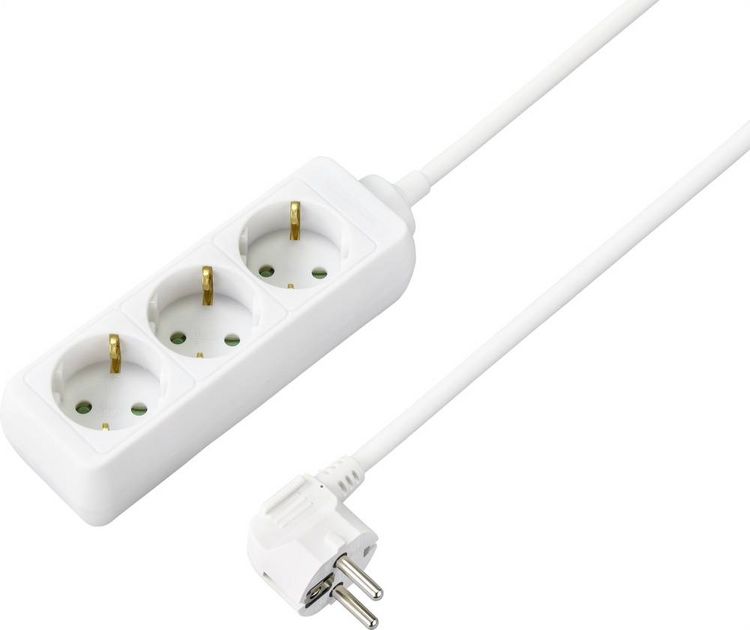Produktbild: Sygonix SY-4890976 Steckdosenleiste 3fach Wei&szlig; Schutzkontakt 1St.