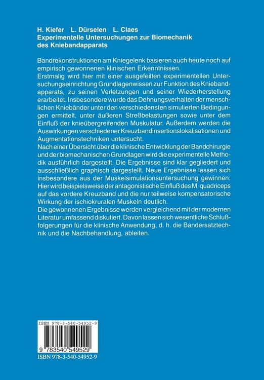 Produktbild: Experimentelle Untersuchungen zur Biomechanik des Kniebandapparats