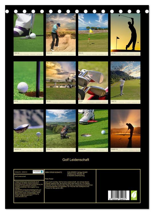 Produktbild: Golf Leidenschaft (Tischkalender 2026 DIN A5 hoch), CALVENDO Monatskalender