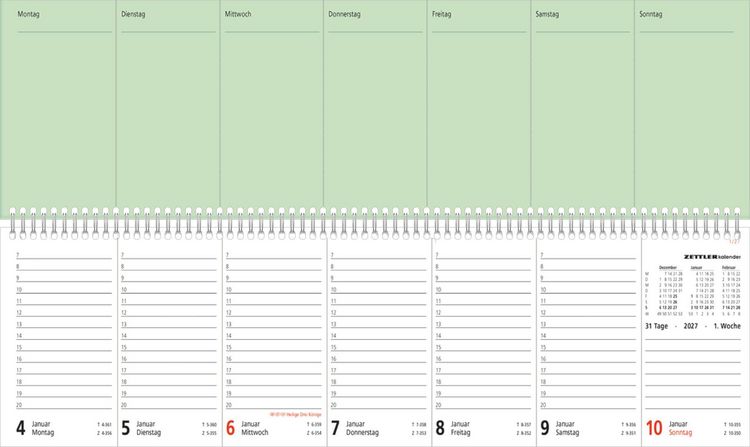 Produktbild: Tischquerkalender 1W/2S PERFO XL Blauer Engel* 2027