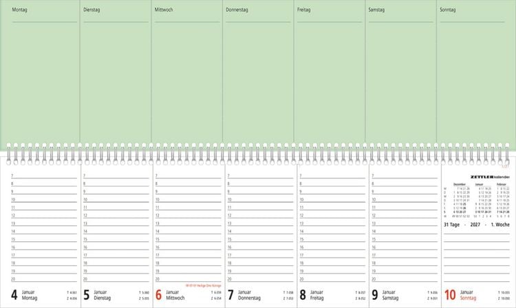 Produktbild: Tischquerkalender 1W/2S PERFO XL rot 2027