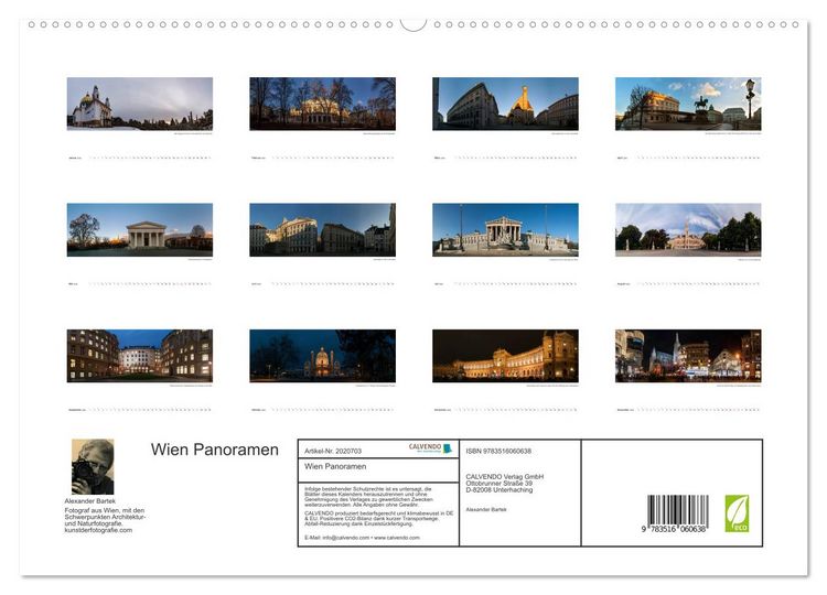 Produktbild: Wien Panoramen (hochwertiger Premium Wandkalender 2026 DIN A2 quer), Kunstdruck in Hochglanz