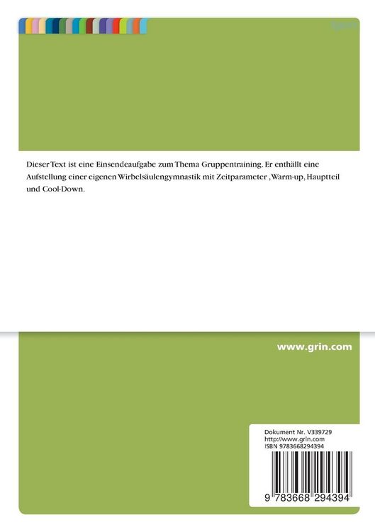 Produktbild: Planung einer Wirbels&auml;ulengymnastik. Analyse einer besuchten Kurseinheit
