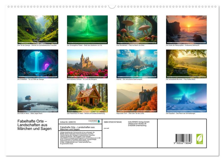Produktbild: Fabelhafte Orte &ndash; Landschaften aus M&auml;rchen und Sagen (hochwertiger Premium Wandkalender 2026 DIN A2 quer), Kunstdruck in Hochglanz