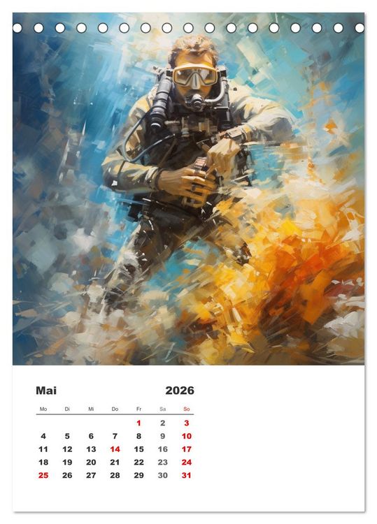 Produktbild: Tauchen im ewigen Blau. Eine Aquarell-Reise in die Tiefen der Meere (Tischkalender 2026 DIN A5 hoch), CALVENDO Monatskalender