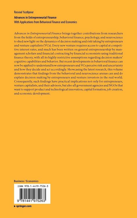 Produktbild: Advances in Entrepreneurial Finance
