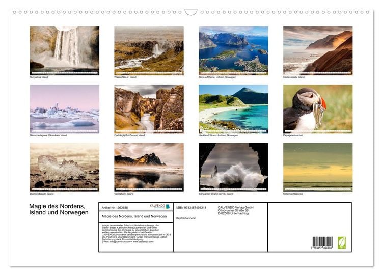 Produktbild: Magie des Nordens, Island und Norwegen (Wandkalender 2026 DIN A2 quer), CALVENDO Monatskalender