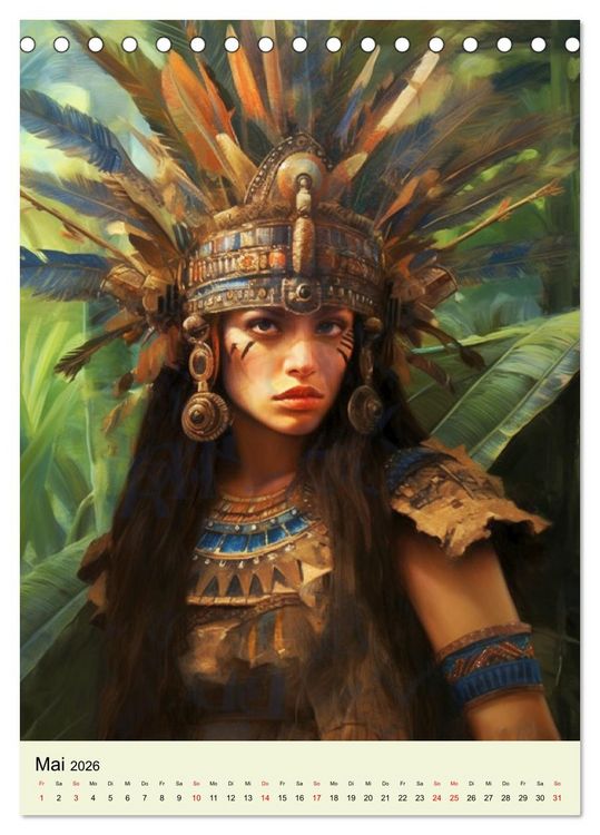 Produktbild: Fantasy-Azteken. Mesoamerikanische Krieger einer Hochkultur (Tischkalender 2026 DIN A5 hoch), CALVENDO Monatskalender
