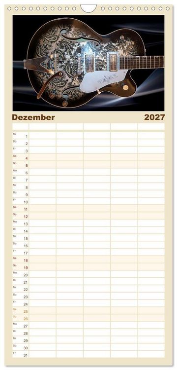 Produktbild: Familienplaner 2027 - Traumgitarren - the Sound of Rock mit 5 Spalten (Wandkalender, 21 x 45 cm) CALVENDO
