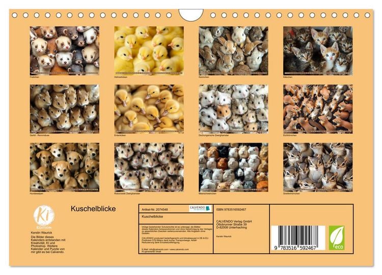 Produktbild: Kuschelblicke (Wandkalender 2026 DIN A4 quer), CALVENDO Monatskalender