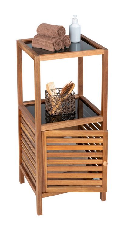 Produktbild: Badregal Mod. Fondi mit T&uuml;r, aus massivem Akazienholz
