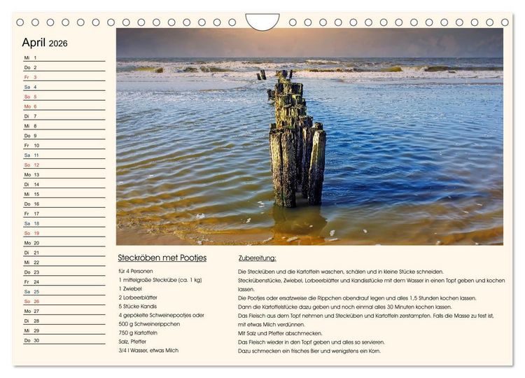 Produktbild: Ostfriesland kochen wie fr&uuml;her (Wandkalender 2026 DIN A4 quer), CALVENDO Monatskalender