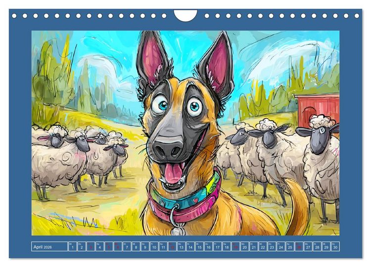 Produktbild: Malinois Fun. Lustige Cartoons vom Diensthund des Jahres! (Wandkalender 2026 DIN A4 quer), CALVENDO Monatskalender