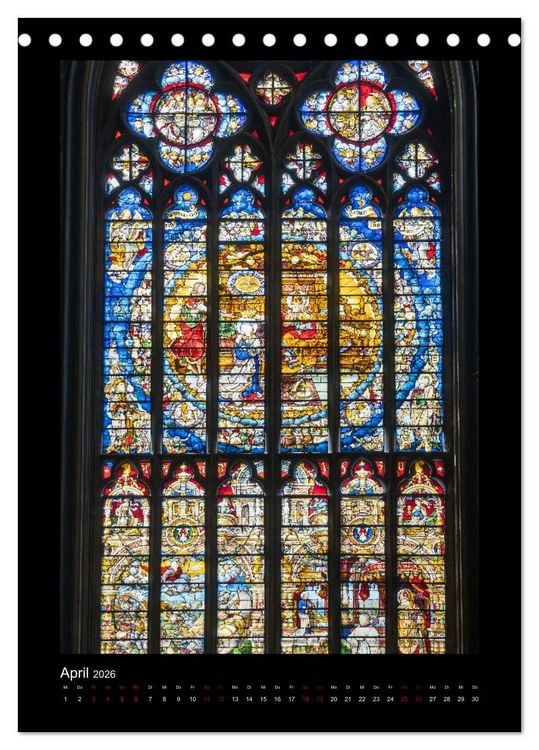 Produktbild: Kirchenfenster - Sakrale Glaskunst (Tischkalender 2026 DIN A5 hoch), CALVENDO Monatskalender