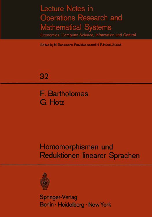 Bild vom Artikel Homomorphismen und Reduktionen linearer Sprachen vom Autor F. Bartholomes