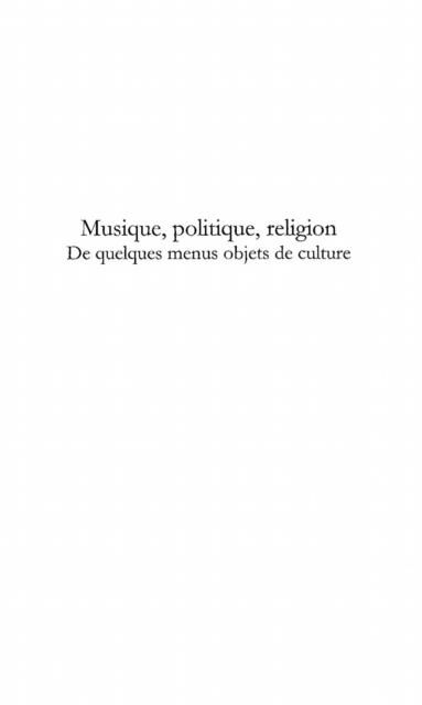 Produktbild: Musique, Politique, Religion