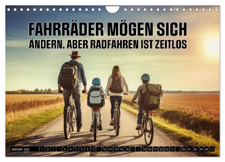 Produktbild: Faszination Fahrrad - coole Spr&uuml;che (Wandkalender 2026 DIN A4 quer), CALVENDO Monatskalender