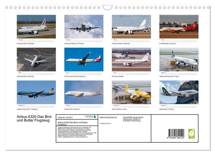 Produktbild: Airbus A320 Das Brot und Butter Flugzeug (Wandkalender 2027 DIN A3 quer), CALVENDO Monatskalender