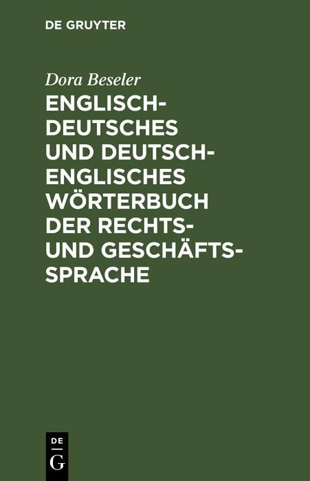 Produktbild: Englisch-deutsches und deutsch-englisches W&ouml;rterbuch der Rechts- und Gesch&auml;ftssprache