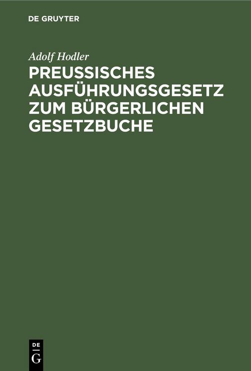 Produktbild: Preu&szlig;isches Ausf&uuml;hrungsgesetz zum b&uuml;rgerlichen Gesetzbuche