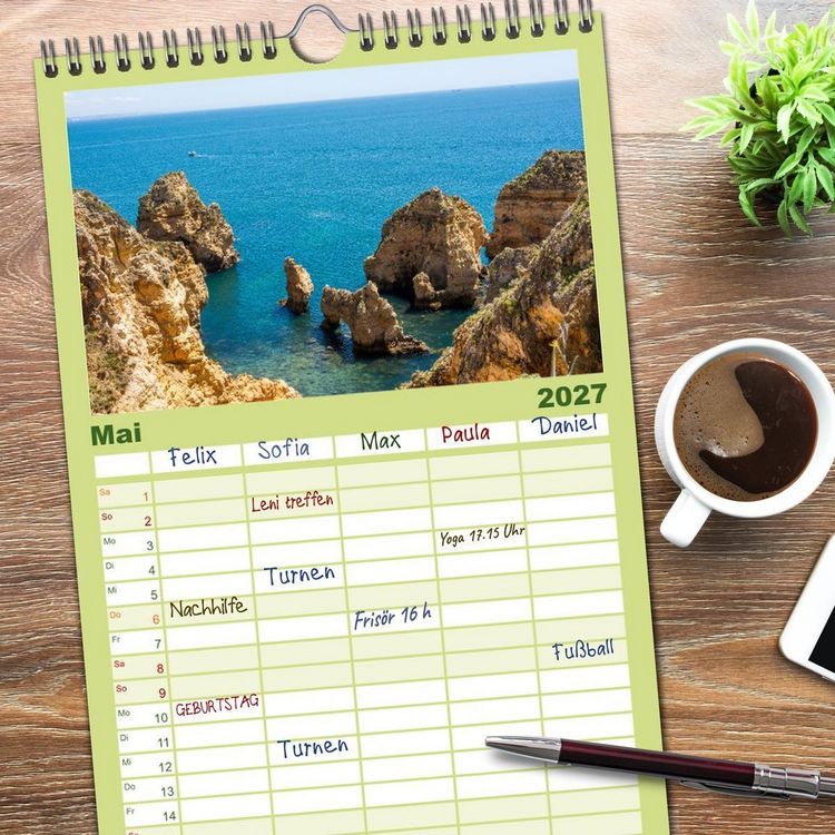 Produktbild: Familienplaner 2027 - Steilk&uuml;sten Europas mit 5 Spalten (Wandkalender, 21 x 45 cm) CALVENDO