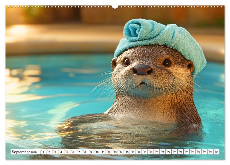 Produktbild: Otterwegs - 12 Monate tierischer Urlaubsspa&szlig; (hochwertiger Premium Wandkalender 2026 DIN A2 quer), Kunstdruck in Hochglanz