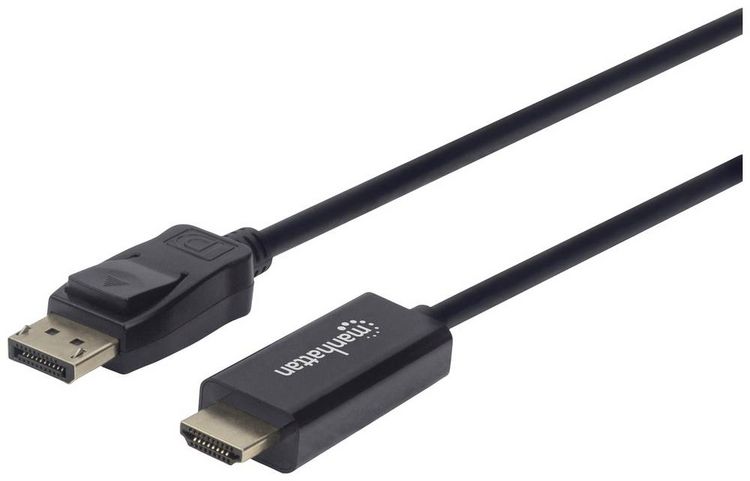 Produktbild: Manhattan DisplayPort / HDMI Adapterkabel DisplayPort Stecker, HDMI-A Stecker 1.80 m Schwarz 153201 DisplayPort-Kabel
