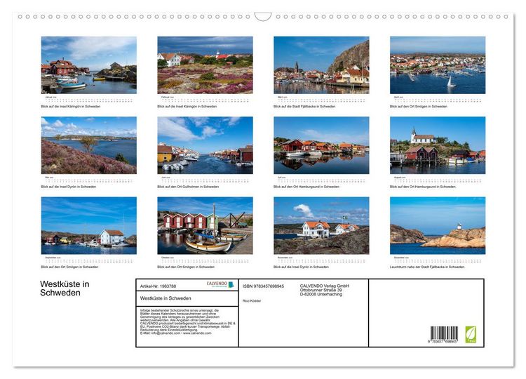 Produktbild: Westk&uuml;ste in Schweden (Wandkalender 2026 DIN A2 quer), CALVENDO Monatskalender